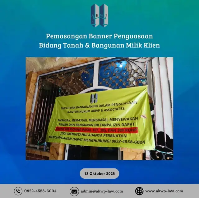 Pemasangan banner pemberitahuan pengosongan objek